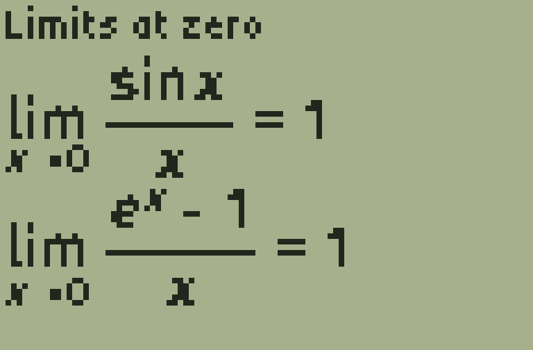 Limits, rendered TI-84 screen, page 1